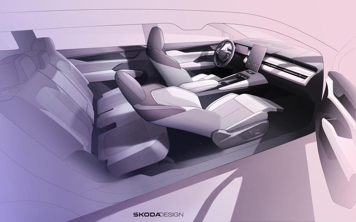 Νέο Skoda Peaq: Τα πρώτα σκίτσα αποκαλύπτουν το εσωτερικό του επταθέσιου ηλεκτρικού SUV